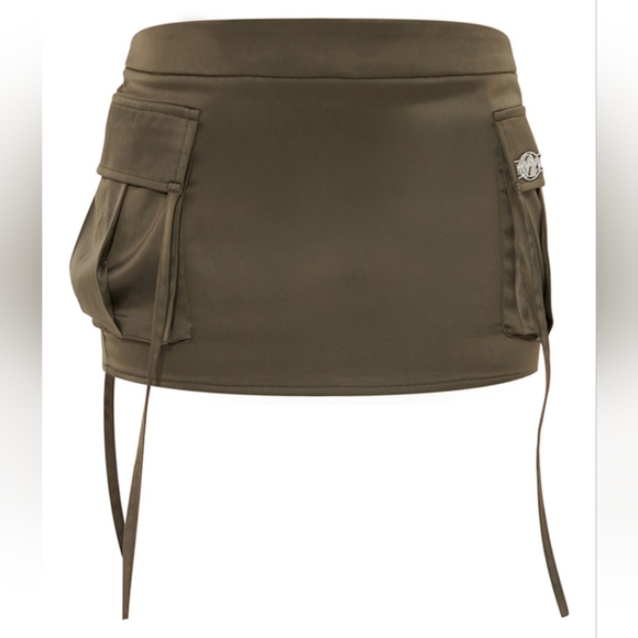 NWT Khaki Satin Cargo Micro Mini Skirt Size 4 - Picture 6 of 6